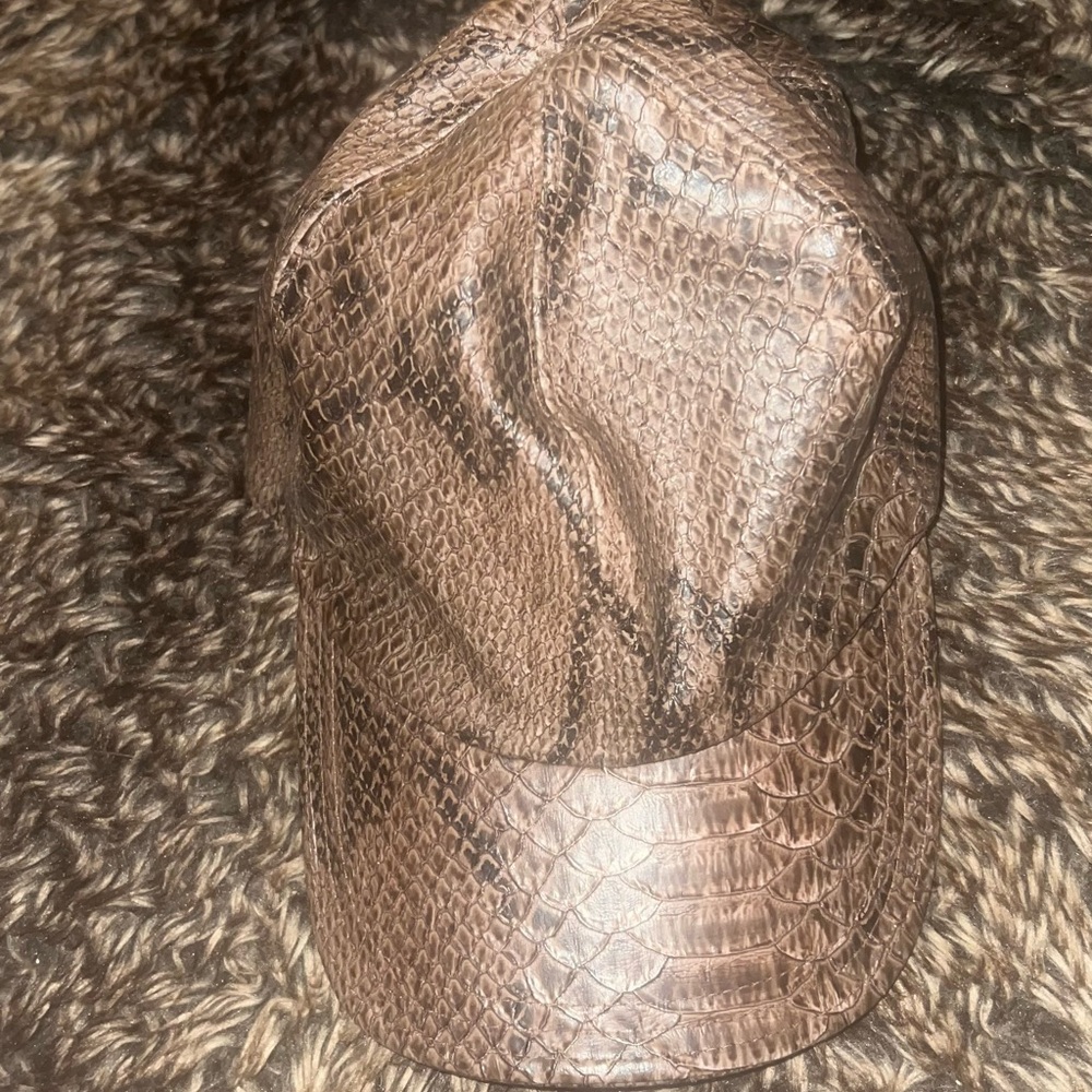 Faux Leather Brown Snakeskin Hat
